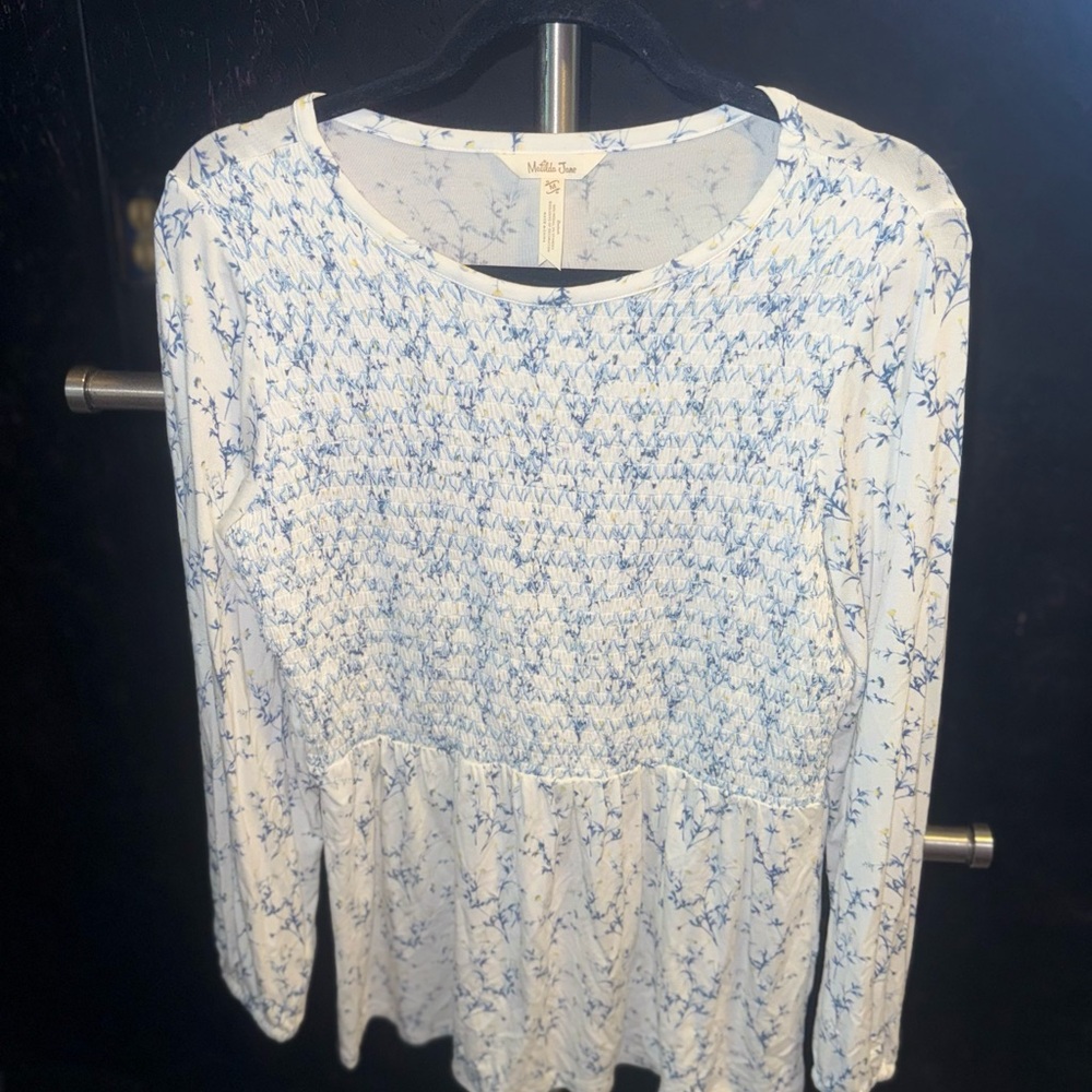 Matilda Jane Blue and White Floral Blouse